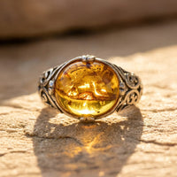 Adjustable Ring "Solar Glow" in Amber 1