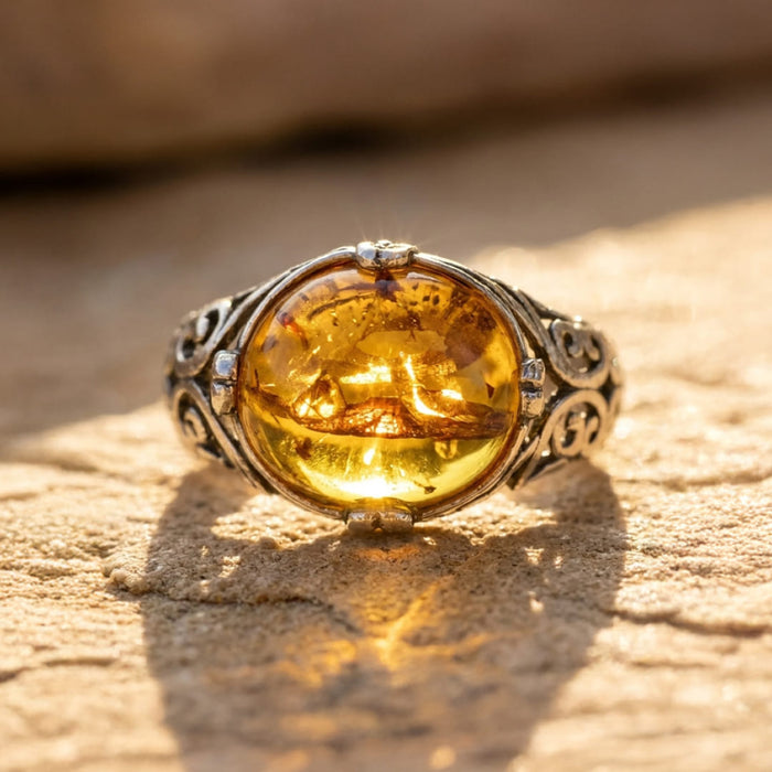 Verstellbarer Ring „Solar Glow“ in Amber