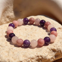 "Self-Love" Bracelet in Rhodonite, Rose Quartz & Amethyst 1