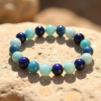 "Ocean" Bracelet in Amazonite, Lapis Lazuli, Aquamarine & Apatite 1