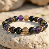 "Harmony & Protection" Bracelet in Shungite, Smoky Quartz, Amethyst & Garnet 1