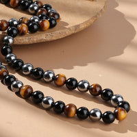 "3 Protections" Necklace in Hematite, Obsidian & Tiger's Eye 6