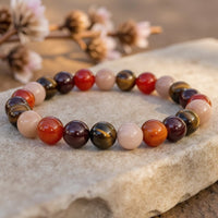 "Chance & Joy" Bracelet in Tiger's Eye, Sunstone, Carnelian & Garnet 1