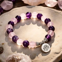 "Love & Spirituality" Bracelet in Amethyst & Rose Quartz 7