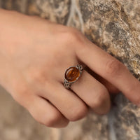 Adjustable Ring "Solar Glow" in Amber 4