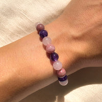 "Self-Love" Bracelet in Rhodonite, Rose Quartz & Amethyst 2