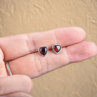 "Passion Heart" Earrings in Garnet & Silver Metal 6