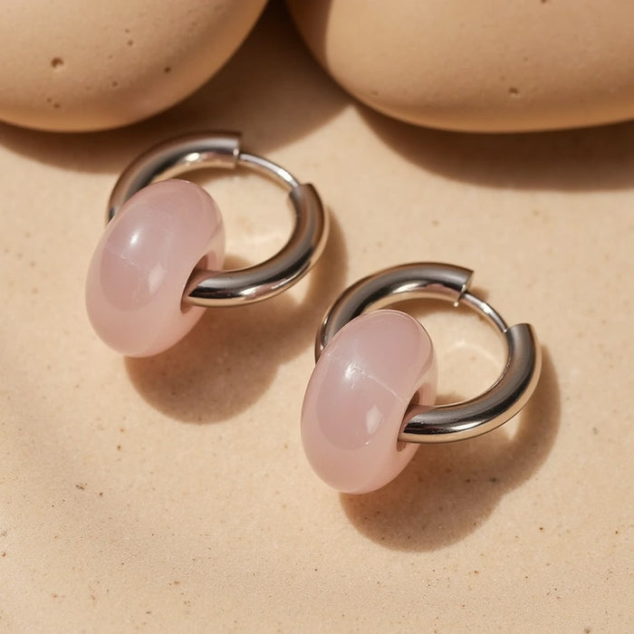"Double Creole" Earrings in Natural Stones