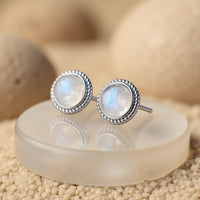 White Labradorite Button Earrings 5