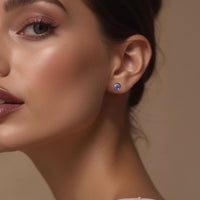 Amethyst & Silver Metal Stud Earrings 5