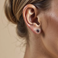 "Passion Heart" Earrings in Garnet & Silver Metal 4
