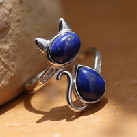 Adjustable "Cat" Ring in Lapis Lazuli 3