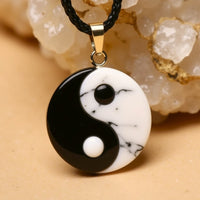 "Yin-Yang" Pendant in Howlite & Black Obsidian 4