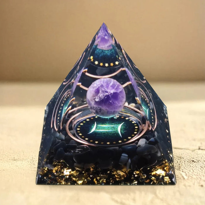 Astrological Sign Orgonite in Amethyst & Obsidian