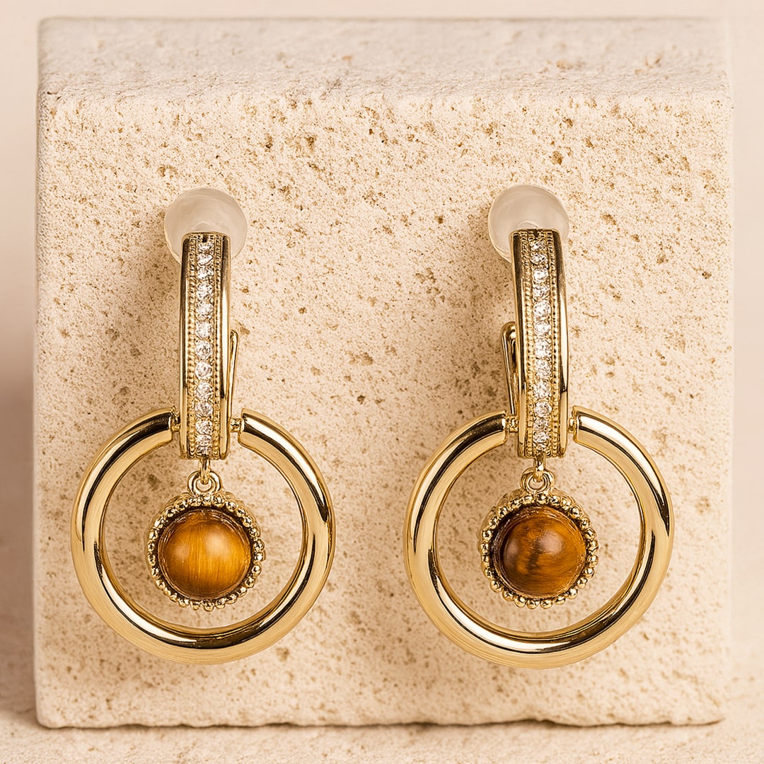 "Eclat Félin" Tiger Eye Earrings