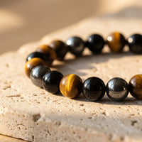 "3 Protections" Bracelet in Tiger's Eye, Hematite & Black Obsidian 4