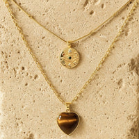 Double Row Necklace "Protective Heart" in Tiger's Eye 1