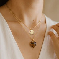 Double Row Necklace "Protective Heart" in Tiger's Eye 2