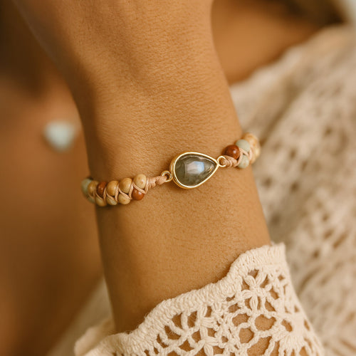 Geflochtenes Armband „Audacity“ aus Jaspis & Labradorit