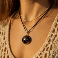 "Symbolic Protection" Orgonite Pendant in Black Obsidian 2