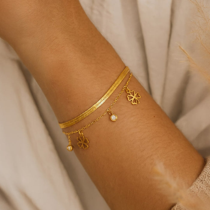 Bracelet "Trèfle Enchanté" - Doré / Argenté