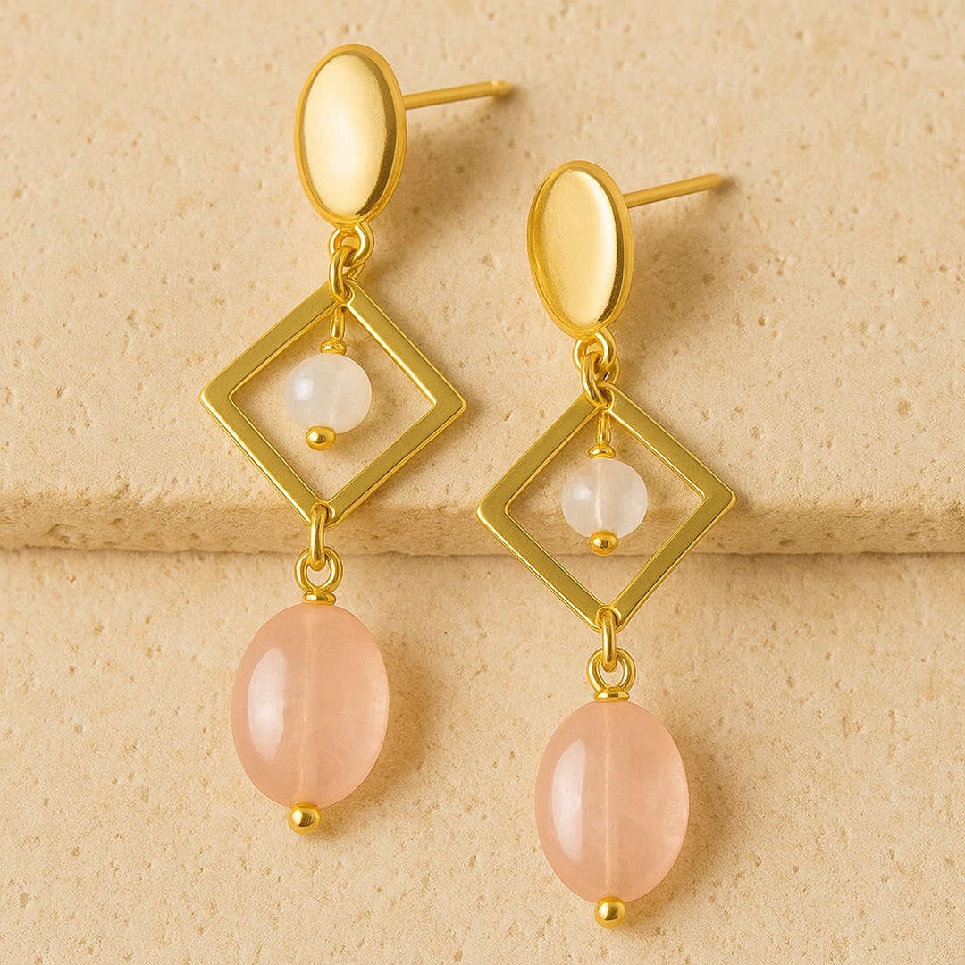 "Ear Cuffs 'Emotion & Elegance' in Rose Quartz & Moonstone"