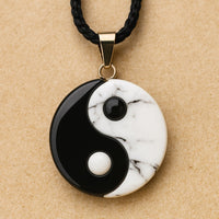 "Yin-Yang" Pendant in Howlite & Black Obsidian 1