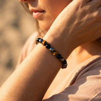 "3 Protections" Bracelet in Tiger's Eye, Hematite & Black Obsidian 2