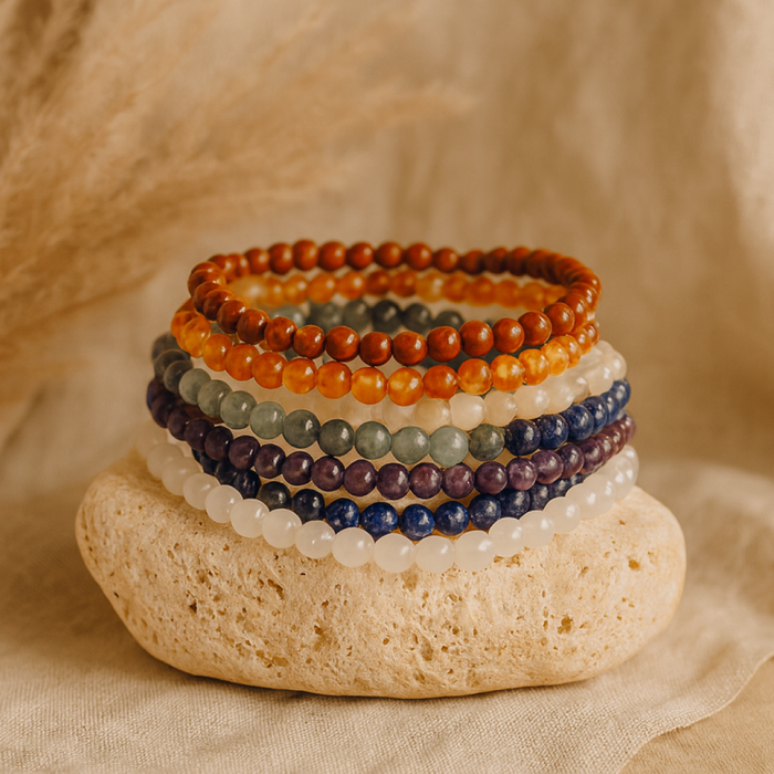 "Öffnung der 7 Chakren" Naturstein-Armband-Set