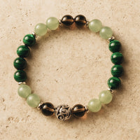 "Chance & Protection" Bracelet in Aventurine, Malachite & Smoky Quartz 3