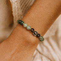"Chance & Protection" Bracelet in Aventurine, Malachite & Smoky Quartz 2