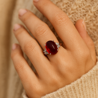 Adjustable Ring "Sovereign Passion" in Garnet 4