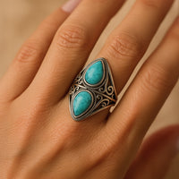 "Echo Protector" Ring in Turquoise, Silver Finish 2