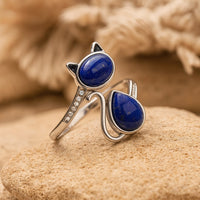 Adjustable "Cat" Ring in Lapis Lazuli 1