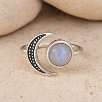 Adjustable Ring "Selene" in Moonstone 3