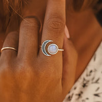 Adjustable Ring "Selene" in Moonstone 2