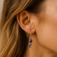 "Earrings 'Cascade of Serenity' in Amethyst & Peridot" 2
