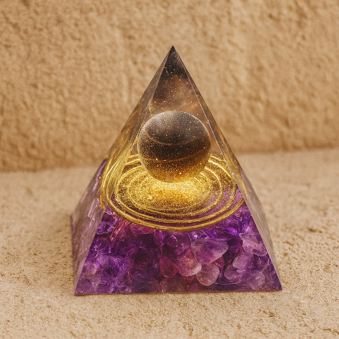 Orgonite "Letting Go" in Amethyst & Smoky Quartz