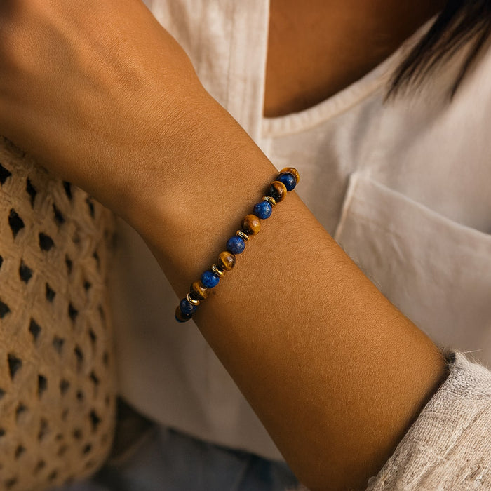 "Loslassen" Armband aus Tigerauge & Lapislazuli