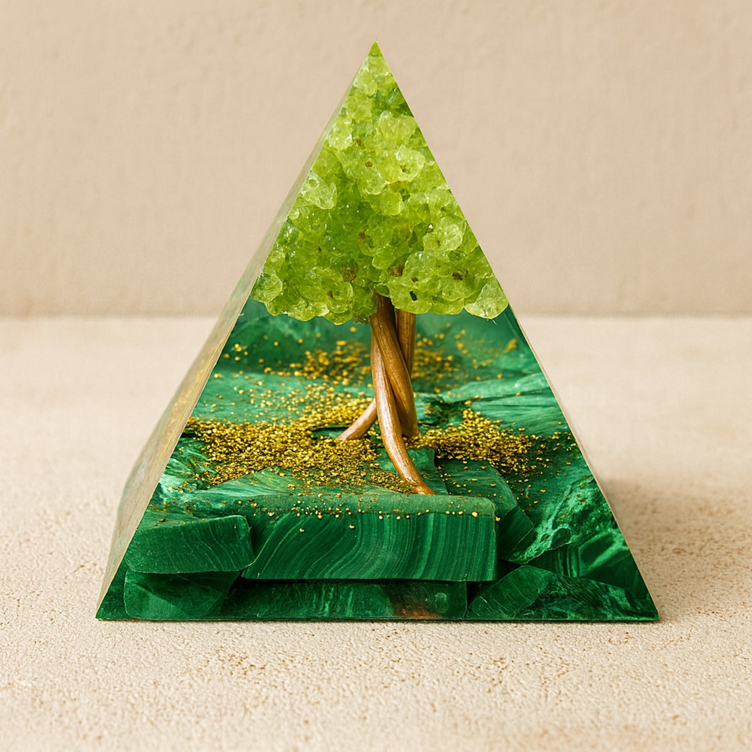 Orgonite "Tree of Life Reborn" in Peridot & Malachite