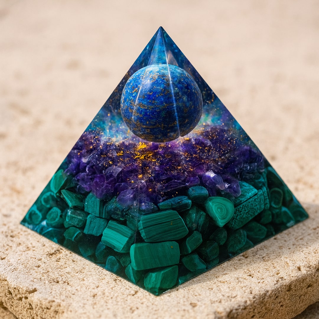 Orgonite "Kâli" in Lapis Lazuli, Amethyst & Malachite