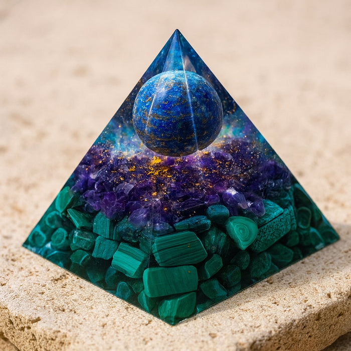 Orgonite "Kâli" in Lapis Lazuli, Amethyst & Malachite