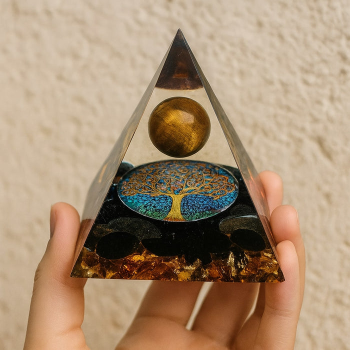 Orgonite "Tree of Life Reborn" in Tiger's Eye & Obsidian