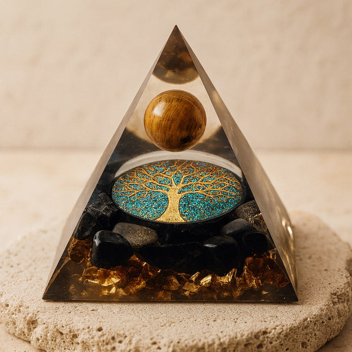 Orgonite "Tree of Life Reborn" in Tiger's Eye & Obsidian