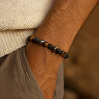 Triple Protection Bracelet in Lava Stone, Tiger's Eye & Hematite 2