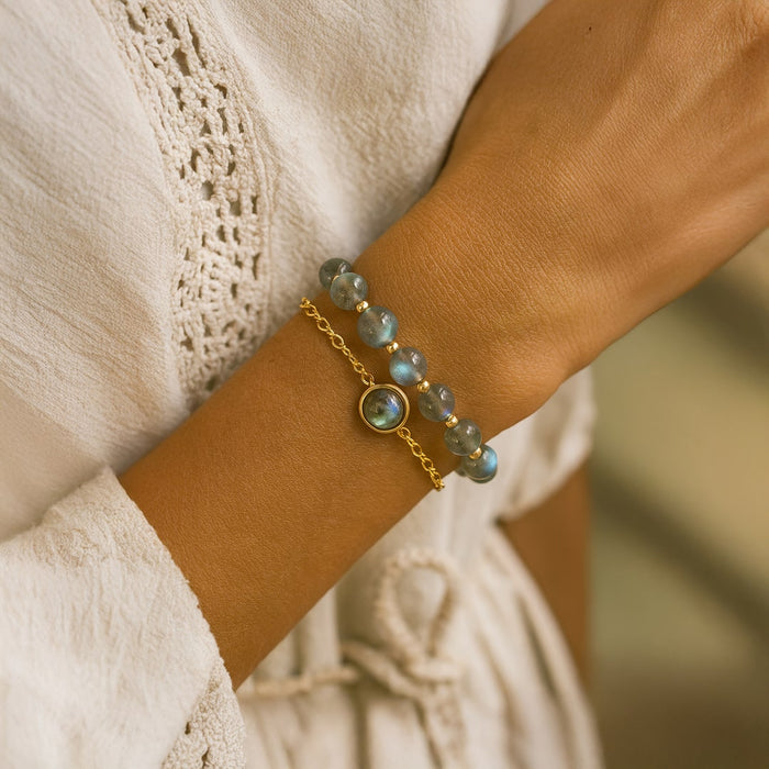 Duo-Armband „Klarheit & Schutz“ aus Labradorit