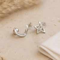 "Lunar Star" Earrings in Labradorite & Silver Metal 3