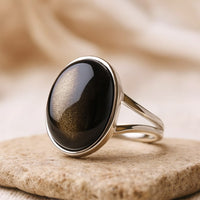 "Aura" Adjustable Ring in Golden Obsidian 1