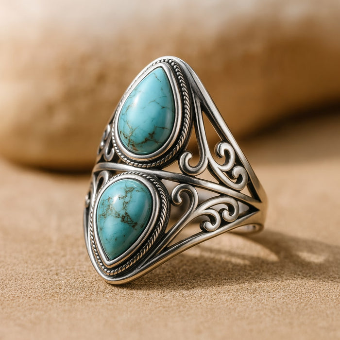 Bague "Echo Protector" en Turquoise, Finition Argent
