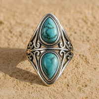 "Echo Protector" Ring in Turquoise, Silver Finish 3